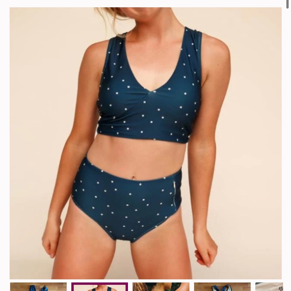 Nani Swimwear bikini, Dotted Switch V Crop, Alden Swim Bottom with zipper, Small